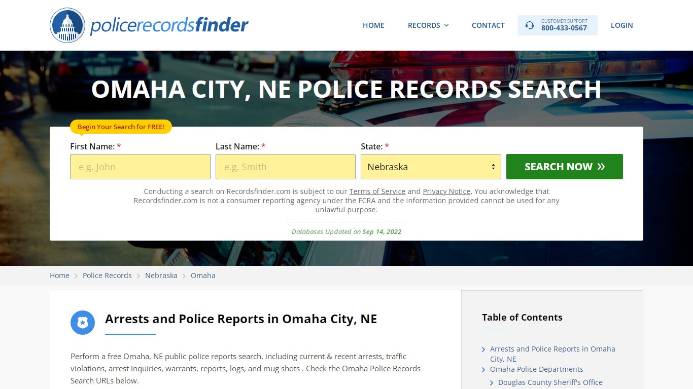 Omaha, Boone County, NE Police Reports & Police Department Records